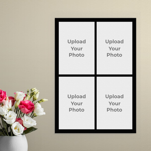 Custom 4 Pics Upload with Border Design: Portrait Aluminium Photo Frame with Image Printing – PrintShoppy Photo Frames