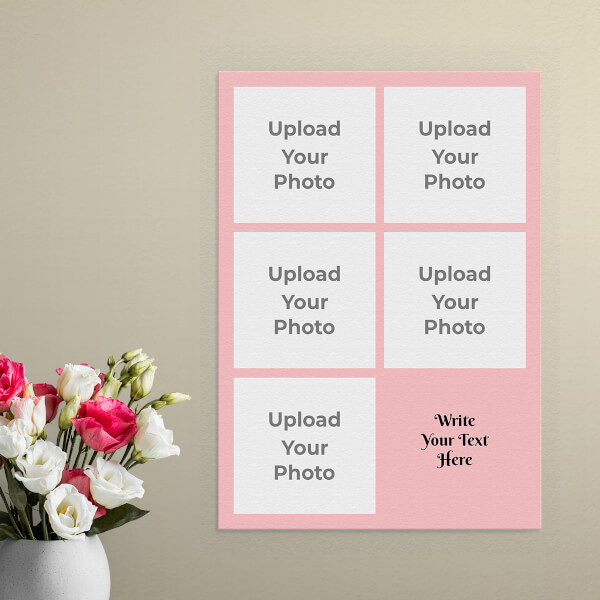 Custom Baby Pink 5 Pics with Text Design: Portrait Aluminium Photo Frame with Image Printing – PrintShoppy Photo Frames