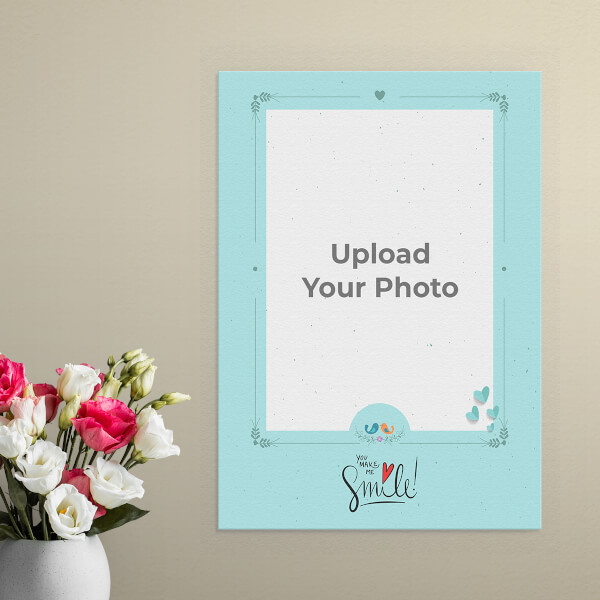 Custom You Make Me Smile with Love Birds Design: Portrait Aluminium Photo Frame with Image Printing – PrintShoppy Photo Frames