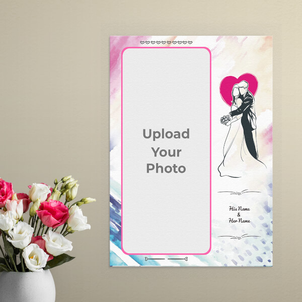 Custom Water Colours Background with Wedding Couple Design: Portrait Aluminium Photo Frame with Image Printing – PrintShoppy Photo Frames