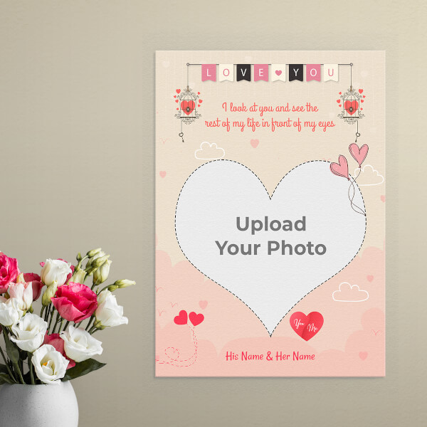 Custom Pic Upload in Heart Symbol   Design: Portrait Aluminium Photo Frame with Image Printing – PrintShoppy Photo Frames