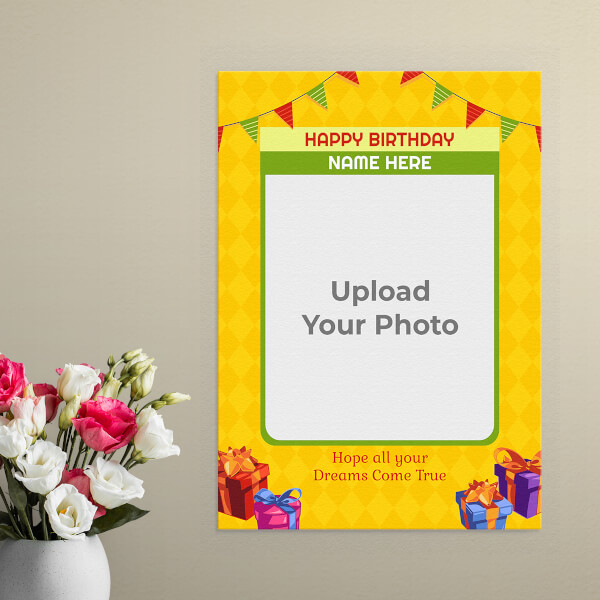 Custom Dreams Come True Happy Birthday Design: Portrait Aluminium Photo Frame with Image Printing – PrintShoppy Photo Frames