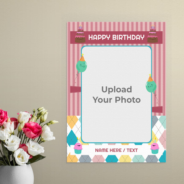 Custom Birthday Cake Design: Portrait Aluminium Photo Frame with Image Printing – PrintShoppy Photo Frames