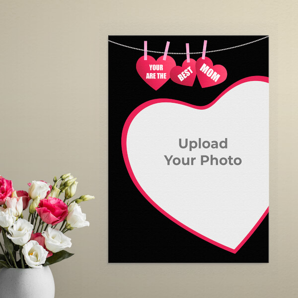 Custom Best Mom with Heart Symbols Design: Portrait Aluminium Photo Frame with Image Printing – PrintShoppy Photo Frames