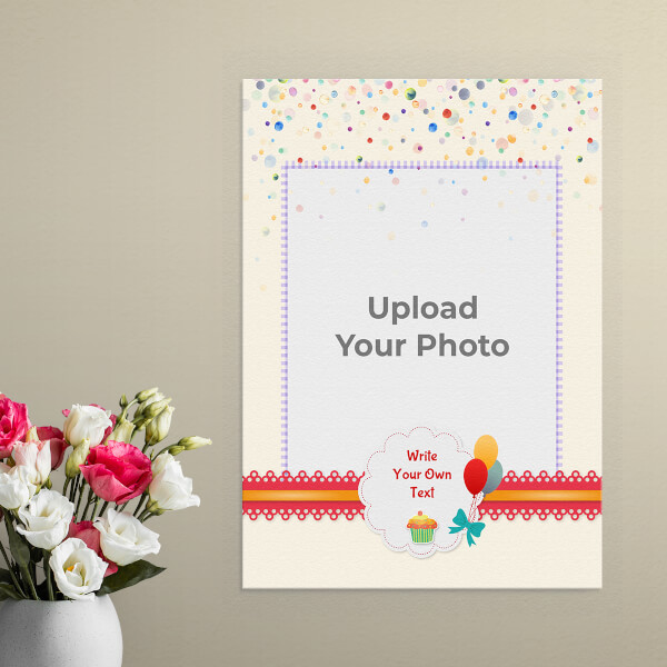 Custom Birthday Wishes with Colour Bubbles and Balloons Design: Portrait Aluminium Photo Frame with Image Printing – PrintShoppy Photo Frames