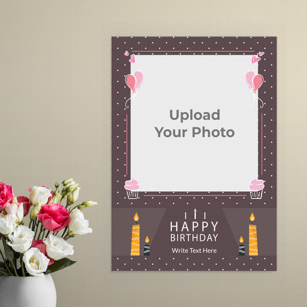 Custom Birthday Candles and Cup Cakes Design: Portrait Aluminium Photo Frame with Image Printing – PrintShoppy Photo Frames