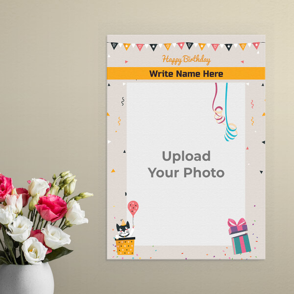 Custom Birthday Wishes with Pennants and Confetti Design: Portrait Aluminium Photo Frame with Image Printing – PrintShoppy Photo Frames