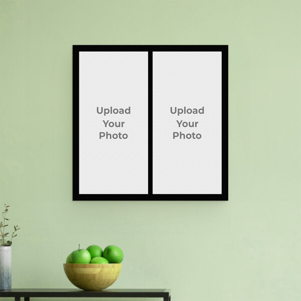 Custom 2 Pics Upload with Border Design: Square Aluminium Photo Frame with Image Printing – PrintShoppy Photo Frames