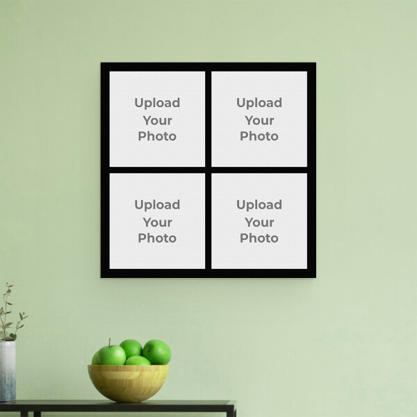 Custom 4 Pics Upload with Border Design: Square Aluminium Photo Frame with Image Printing – PrintShoppy Photo Frames