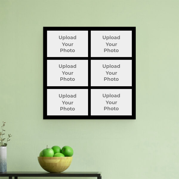 Custom 6 Pics Upload with Border Design: Square Aluminium Photo Frame with Image Printing – PrintShoppy Photo Frames