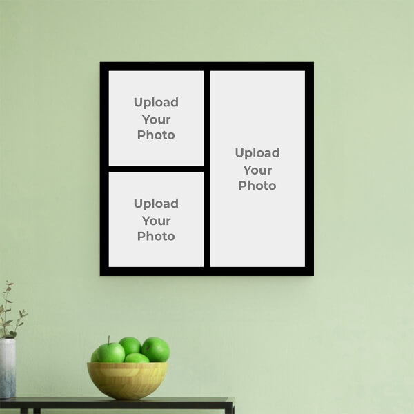 Custom 3 Pics Upload with Border: Square Aluminium Photo Frame with Image Printing – PrintShoppy Photo Frames