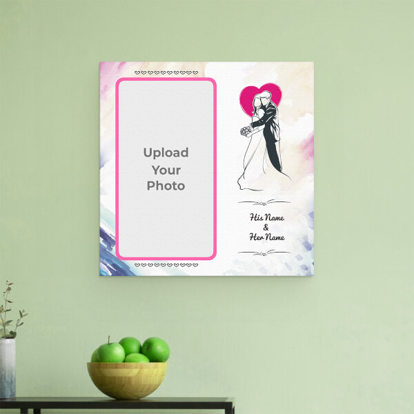 Custom Water Colours Background with Wedding Couple Design: Square Aluminium Photo Frame with Image Printing – PrintShoppy Photo Frames
