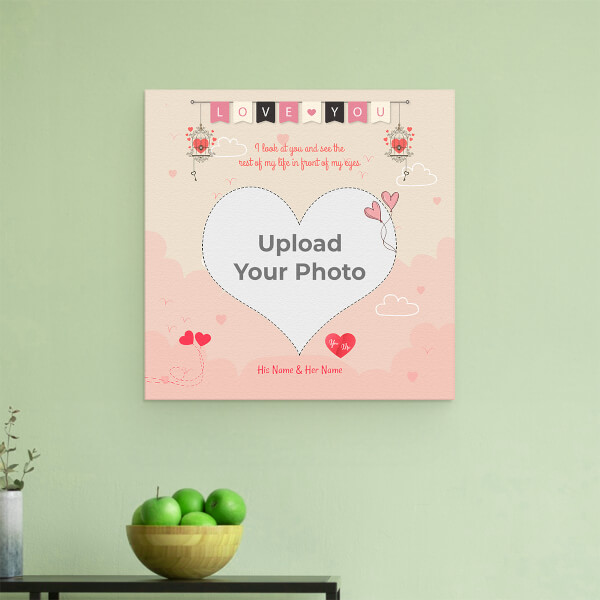 Custom Pic Upload in Heart Symbol   Design: Square Aluminium Photo Frame with Image Printing – PrintShoppy Photo Frames