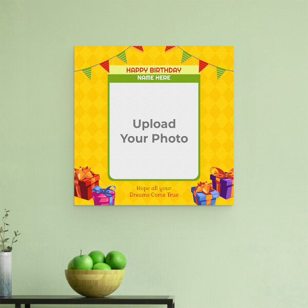 Custom Dreams Come True Happy Birthday Design: Square Aluminium Photo Frame with Image Printing – PrintShoppy Photo Frames