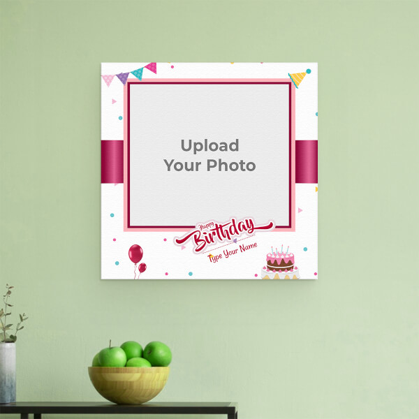 Custom Birthday Wishes with Pink Ribbon Design: Square Aluminium Photo Frame with Image Printing – PrintShoppy Photo Frames