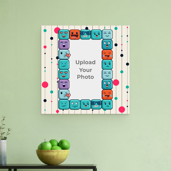Custom Colourful Emoji Design: Square Aluminium Photo Frame with Image Printing – PrintShoppy Photo Frames
