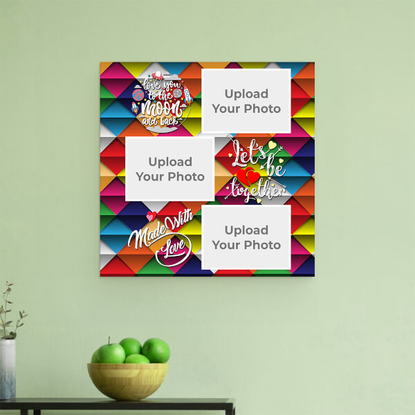 Custom Multicolour Background with Love Quotes: Square Aluminium Photo Frame with Image Printing – PrintShoppy Photo Frames