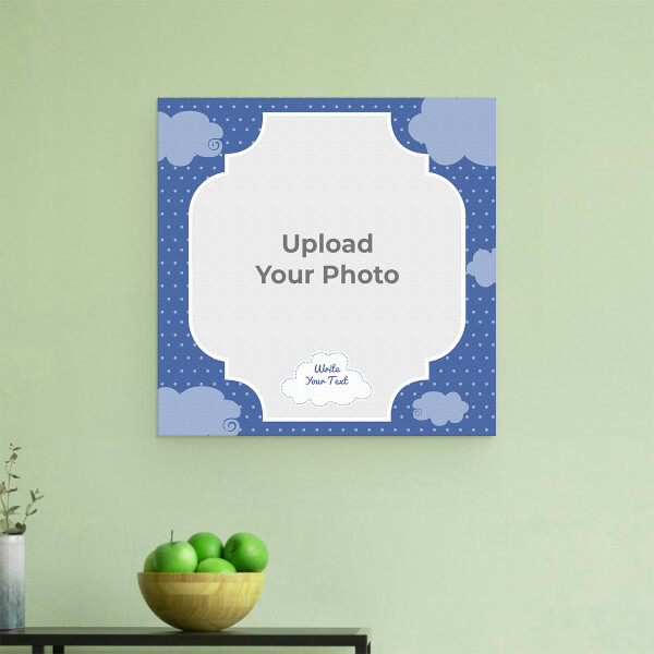 Custom Blue Colour Dotted Background with Clouds: Square Aluminium Photo Frame with Image Printing – PrintShoppy Photo Frames