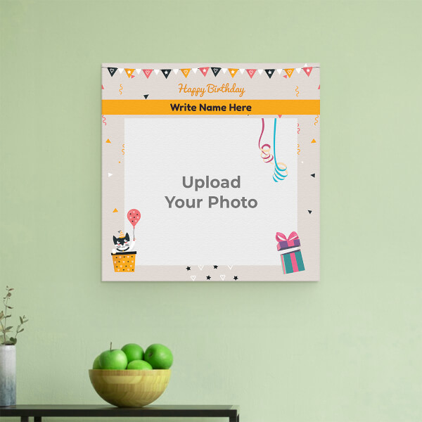 Custom Happy Birthday with Confetti Design: Square Aluminium Photo Frame with Image Printing – PrintShoppy Photo Frames