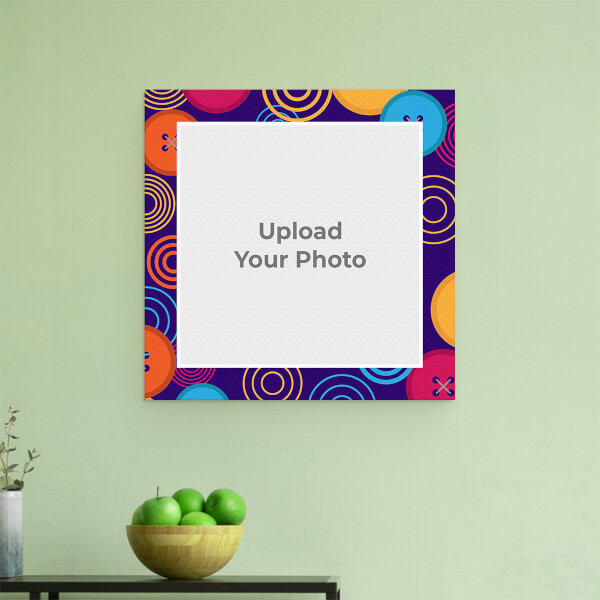 Custom Violet Background with Circle Wave Design and Button: Square Aluminium Photo Frame with Image Printing – PrintShoppy Photo Frames