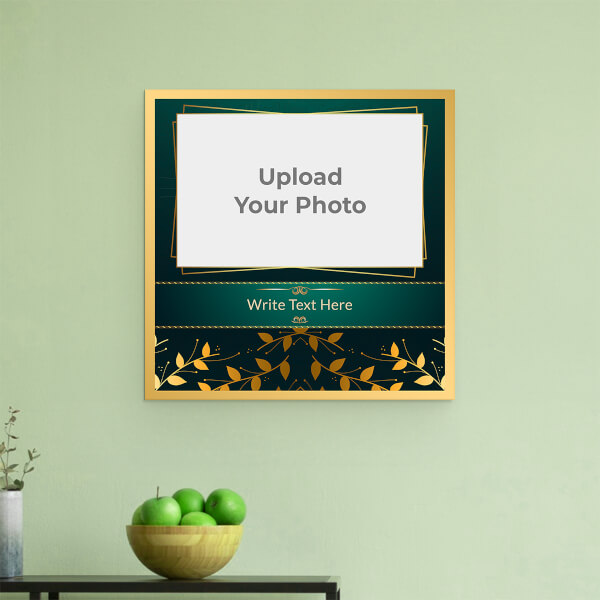 Custom Togetherness with Golden Leaves Theme: Square Aluminium Photo Frame with Image Printing – PrintShoppy Photo Frames