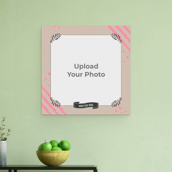 Custom Leaf Corner with Pink Love Hearts Symbols: Square Aluminium Photo Frame with Image Printing – PrintShoppy Photo Frames