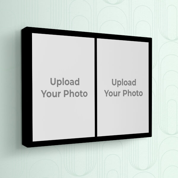 Custom 2 Pic Upload with Border Design: Landscape canvas Photo Frame with Image Printing – PrintShoppy Photo Frames