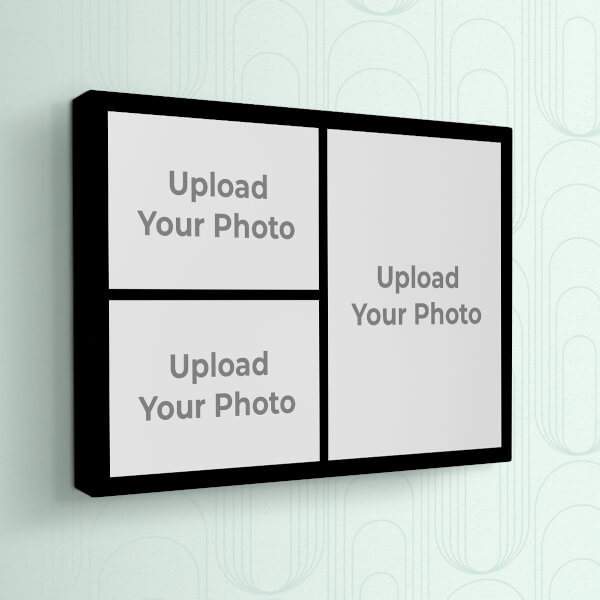 Custom 3 Pic Upload with Border Design: Landscape canvas Photo Frame with Image Printing – PrintShoppy Photo Frames