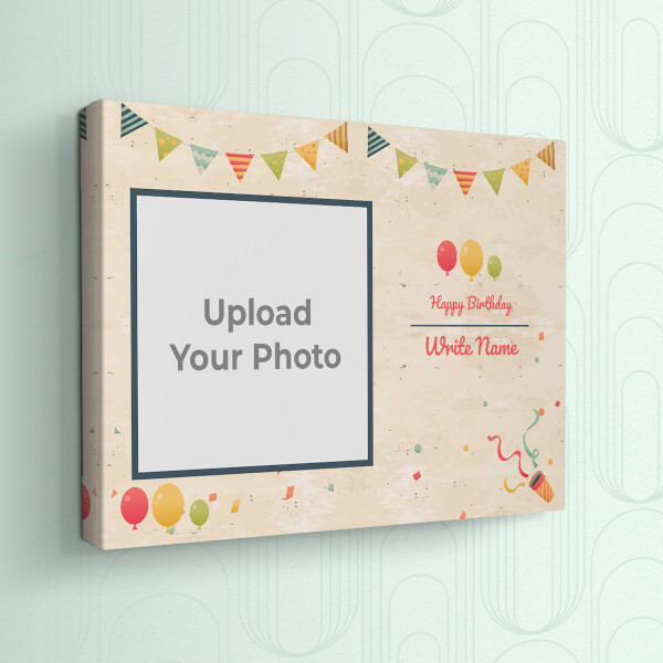 Custom Birthday Wishes with Pennants and Balloons Design: Landscape canvas Photo Frame with Image Printing – PrintShoppy Photo Frames
