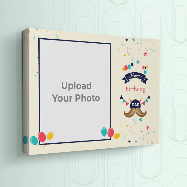 Custom Happy Birthday Dad with Confetti Background Design: Landscape canvas Photo Frame with Image Printing – PrintShoppy Photo Frames