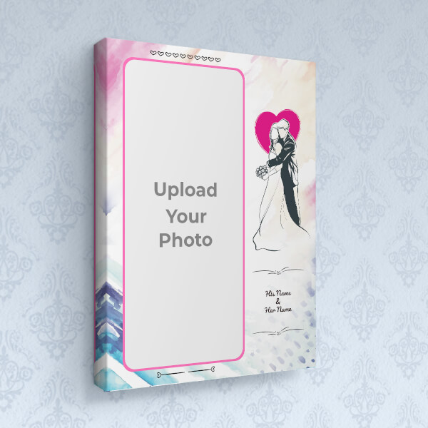 Custom Water Colours Background with Wedding Couple Design: Portrait canvas Photo Frame with Image Printing – PrintShoppy Photo Frames