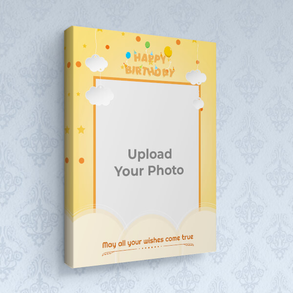 Custom Birthday Wishes with Hanging Clouds Design: Portrait canvas Photo Frame with Image Printing – PrintShoppy Photo Frames
