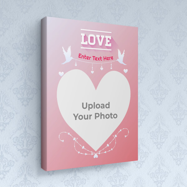Custom Pic Upload in Heart Symbol with Love Birds Design: Portrait canvas Photo Frame with Image Printing – PrintShoppy Photo Frames