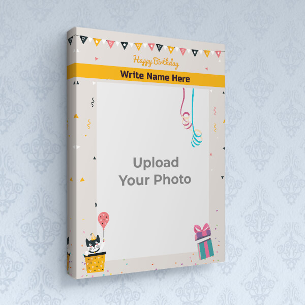 Custom Birthday Wishes with Pennants and Confetti Design: Portrait canvas Photo Frame with Image Printing – PrintShoppy Photo Frames