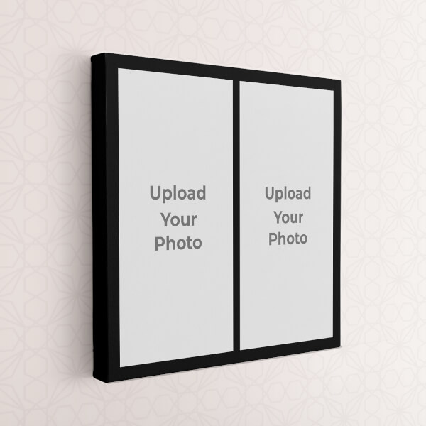 Custom 2 Pics Upload with Border Design: Square canvas Photo Frame with Image Printing – PrintShoppy Photo Frames