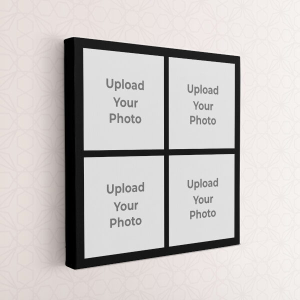 Custom 4 Pics Upload with Border Design: Square canvas Photo Frame with Image Printing – PrintShoppy Photo Frames