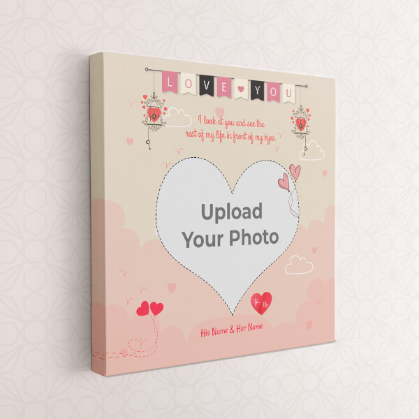 Custom Pic Upload in Heart Symbol   Design: Square canvas Photo Frame with Image Printing – PrintShoppy Photo Frames
