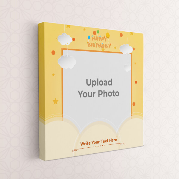 Custom Birthday Wishes with Hanging Clouds Design: Square canvas Photo Frame with Image Printing – PrintShoppy Photo Frames