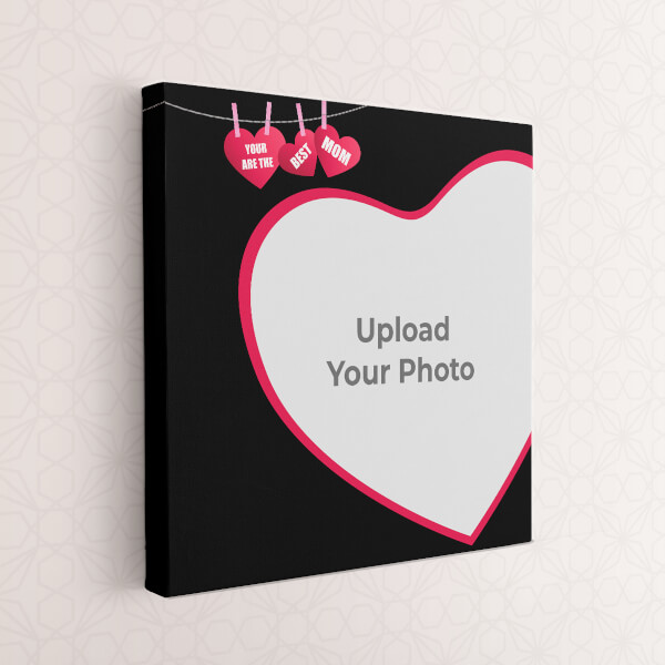 Custom Best Mom with Heart Symbols Design: Square canvas Photo Frame with Image Printing – PrintShoppy Photo Frames