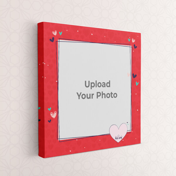 Custom Red Colour Background with Love Design: Square canvas Photo Frame with Image Printing – PrintShoppy Photo Frames