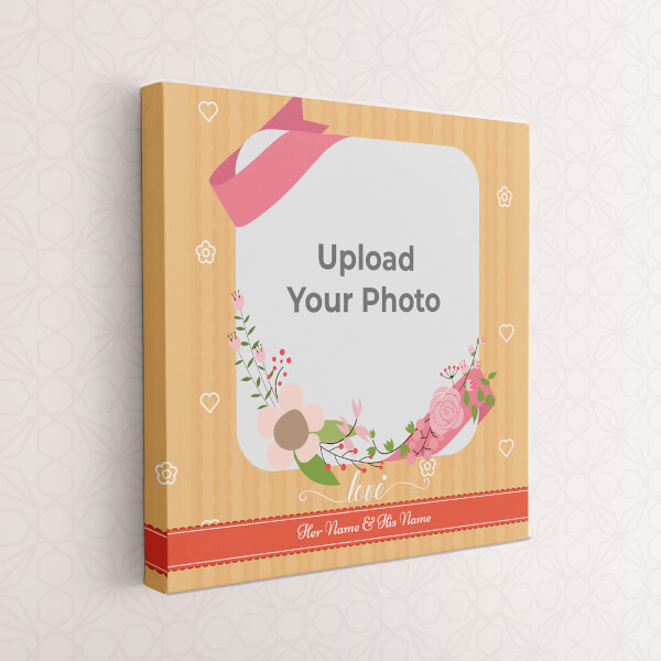 Custom Bouquet with Love Background Design: Square canvas Photo Frame with Image Printing – PrintShoppy Photo Frames