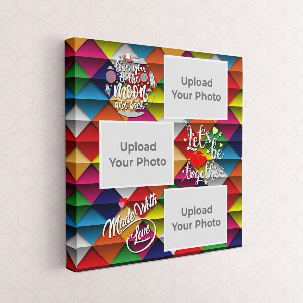 Custom Multicolour Background with Love Quotes: Square canvas Photo Frame with Image Printing – PrintShoppy Photo Frames