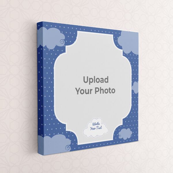 Custom Blue Colour Dotted Background with Clouds: Square canvas Photo Frame with Image Printing – PrintShoppy Photo Frames