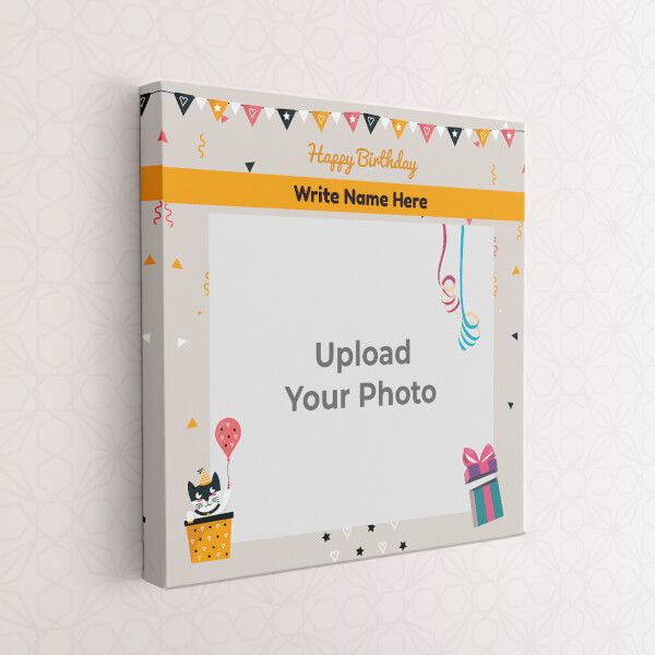 Custom Happy Birthday with Confetti Design: Square canvas Photo Frame with Image Printing – PrintShoppy Photo Frames