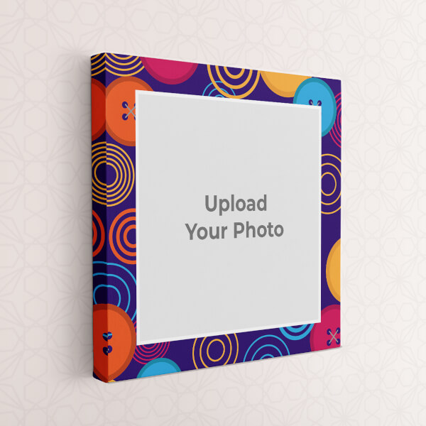 Custom Violet Background with Circle Wave Design and Button: Square canvas Photo Frame with Image Printing – PrintShoppy Photo Frames