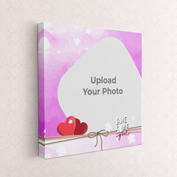 Custom Awesome Girl with Purple Watercolour Theme: Square canvas Photo Frame with Image Printing – PrintShoppy Photo Frames