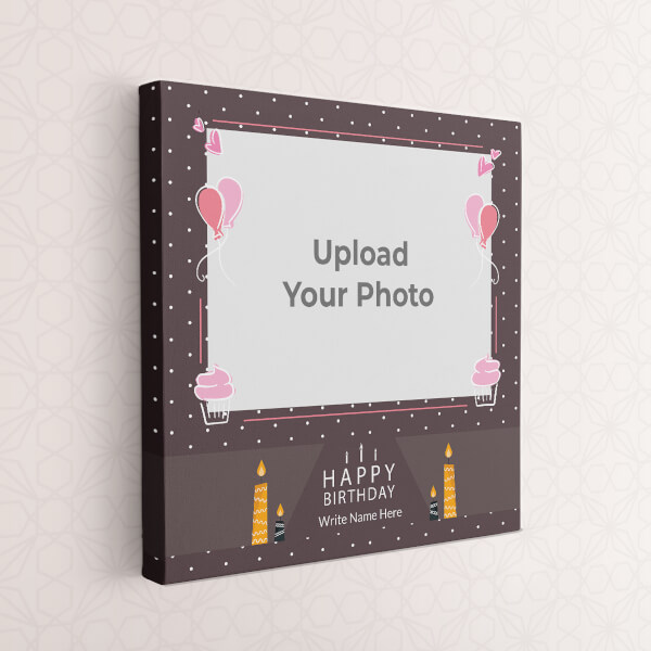 Custom Happy Birthday with Cup Cake Theme: Square canvas Photo Frame with Image Printing – PrintShoppy Photo Frames