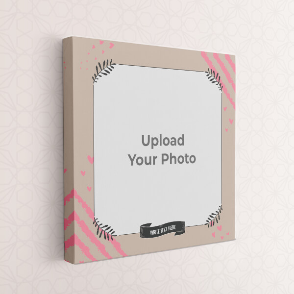 Custom Leaf Corner with Pink Love Hearts Symbols: Square canvas Photo Frame with Image Printing – PrintShoppy Photo Frames