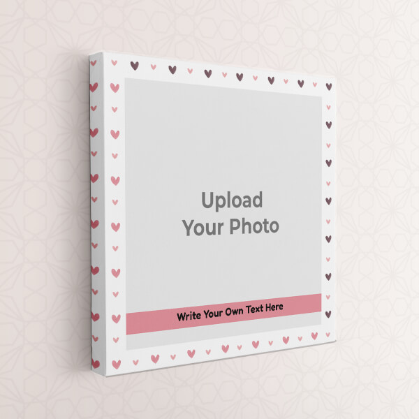 Custom White Love Pattern with Photo and Text: Square canvas Photo Frame with Image Printing – PrintShoppy Photo Frames