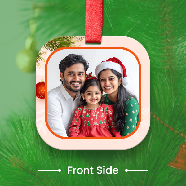 Custom Light Pink Rounded Square Acrylic Baubles Ornament